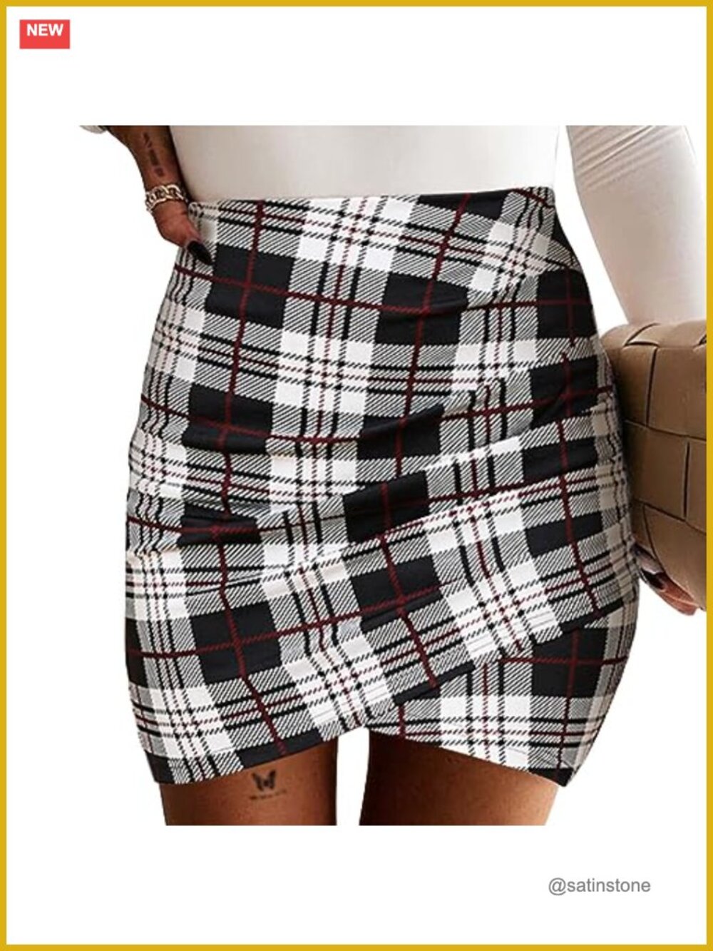EXLURA Women's Bodycon Mini Skirt High Waist Wrap Tulip Hem Ruched